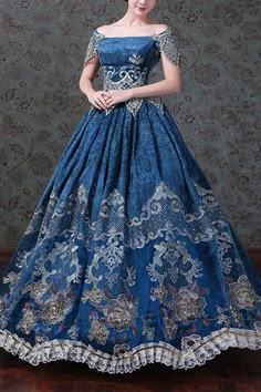 SKU: LIN00090 Fabric: Polyester Style types: Classic Victorian Lolita Prom Dress Season: Spring, Summer, Autumn, Winter Notice: Any of the accessory is not included. Size(IN) Bust Waist Height S 33.07 25.98 63.39-64.96 M 34.25 27.56 63.39-64.96 L 35.43 28.74 63.39-64.96 XL 36.61 29.92 63.39-64.96 Ball Gowns Victorian, Royal Blue Ball Gown, Victorian Ball Gowns, Masquerade Ball Gowns, Era Victoria, 18th Century Dress, Victorian Dresses, Blue Ball Gowns, Blue Boat