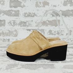 New Toe Shape Round Toe Closure Slip On Us Shoe Size 5 Occasion Casual, Workwear Platform Height .75 In Heel Height Mid (2-2.9 In) Department Women Outsole Material Rubber Style Mule Features Comfort, Cushioned Season Fall, Spring, Summer, Winter Pattern Solid Lining Material Suede Color Beige, Black Brand Eileen Fisher Type Heel Heel Style Block Model Eileen Fisher Hiya Shoe Width Standard Upper Material Suede Insole Material Leather Beige Slip-on Closed Toe Clogs, Clog Mules, Eileen Fisher Shoes, Winter Pattern, Clog Heels, Casual Workwear, Suede Block Heels, Summer Winter, Mule Clogs