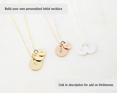 "14k Gold Filled, Sterling Silver or 14k Rose Gold Filled Hand Stamped Disc Initial Necklace. Add any initial to this personalized necklace. Great for layering with other delicate necklaces. Choose between several font types, chains and lengths and we will hand stamp this personalized piece just for you. If the size you want isn't in the drop down menu leave a note to seller with the chain length. ------------------------------------------------------------- HOW TO ORDER: STEP 1: DROPDOWN MENU 1 Minimalist Initials Charm Necklace For Birthday, Minimalist Round Disc Initial Necklace For Gift, Minimalist Round Disc Initial Necklace As Gift, Everyday Round Disc Charm Necklace For Mother's Day, Everyday Mother's Day Charm Necklace With Round Disc, Minimalist Personalized Charm Necklaces For Birthday Gift, Minimalist Personalized Charm Necklace For Birthday, Everyday Personalized Initial Necklace With Round Pendant, Minimalist Initial Round Disc Necklace For Personalized Gift