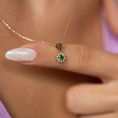 Yellow gold, white diamond and emerald Material: Solid Gold (not gold plated or gold filled) Available Gold Color: Yellow gold, rose gold and white gold Karat: 14 K (585) Diamond weight: 0.05 ct Emerald weight: 0.05 ct Gold grams: 1.40 gr Diamond color: F-G Color Made to order ★ ★ ★ I ship my products in a gift box. A tool and gift to make your loved ones and yourself happy. I design my products with modernity and elegance suitable for daily use and special occasions. As with all of our products Yellow Gold Necklace With Diamond Accents For May Birthstone, Gift Emerald Necklace With Brilliant Cut Diamonds, Yellow Gold Necklaces With Brilliant Cut For May Birthstone, Fine Jewelry Diamond Necklace For May Birthstone, Yellow Gold Emerald Necklace With Diamond Accents As Gift, May Birthstone Diamond Necklace, 14k Gold Emerald Necklace With Prong Setting As Gift, Yellow Gold Diamond Necklace For May Birthstone, May Birthstone Yellow Gold Diamond Necklace