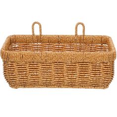 an empty wicker basket on a white background