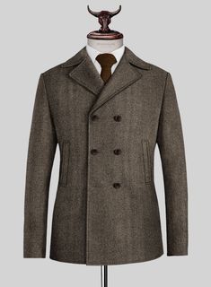 Enhance your ensemble with an extra dose of style, courtesy of our Naples Wide Herringbone Brown Tweed Pea Coat. Crafted from pure wool fabric, it guarantees both warmth and comfort. Featuring a rich brown colorway and a wide herringbone weave, it pays homage to the enduring heritage style that has truly stood the test of time. Whether you're gracing the halls of a winter wedding, celebrating a cherished christening, or attending any special occasion, this pea coat is your gateway to effortless Brown Tweed, Suits And Jackets, Heritage Fashion, Tweed Fabric, Mens Dress, Well Dressed Men, Pea Coat, Pant Shirt, Wool Fabric