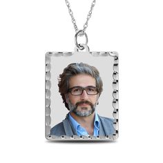 Turn one of your favorite memories into a treasured keepsake - this personalized and engravable rectangular photo pendant with diamond-cut edges. Crafted in sterling silver This rectangular pendant with a diamond-cut frame showcases your photo - expertly transferred using modern technology, and is scratch resistant, 100% waterproof and available in high resolution color or black and white. Further customize the look with up to three lines of sweet messages or meaningful phrases - each 20 charact Meaningful Phrases, Photo Pendant, Sweet Messages, 1 Image, Modern Technology, Rope Chain, Your Photo, Diamond Cut, Spring Rings