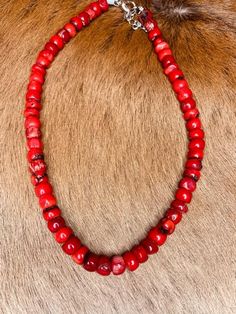 The Bessy Necklace - Red Artisan Red Coral Beaded Necklace With Polished Beads, Red Coral Spiritual Necklaces, Spiritual Red Coral Necklaces, Spiritual Red Coral Necklace, Bohemian Red Coral Beaded Necklace With Polished Beads, Red Coral Necklace With Wooden Beads, Red Coral Jewelry With Wooden Beads, Artisan Red Coral Beaded Necklaces With Gemstone Beads, Handmade Artisan Red Coral Beaded Necklaces