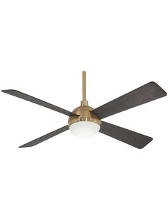 a ceiling fan with two blades and a light