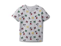 Janie and Jack All Over Mickey Shirt (Toddler/Little Kids/Big Kids) - Boy's Clothing : Grey : , Add some color to his wardrobe by opting for Janie and Jack All Over Mickey Shirt. Crew neckline with short sleeves. Straight hem. Pull-on style. Allover Mickey Mouse print. 100% cotton. Machine washable. Imported. Cute Multicolor T-shirt For Playwear, Casual Character Print T-shirt For Play, Fun Cotton Tops For Playtime, Cotton Tops With Character Print For Playwear, Casual Cartoon Print T-shirt For Playwear, Casual Tops With Cartoon Print For Playwear, Crew Neck Cotton Top For Playtime, Playful Multicolor Cotton Top, Multicolor Cotton Shirt For Playtime