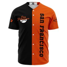 an orange and black baseball jersey with the san francisco giants on it