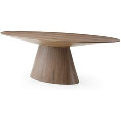 an oval wooden table on white background