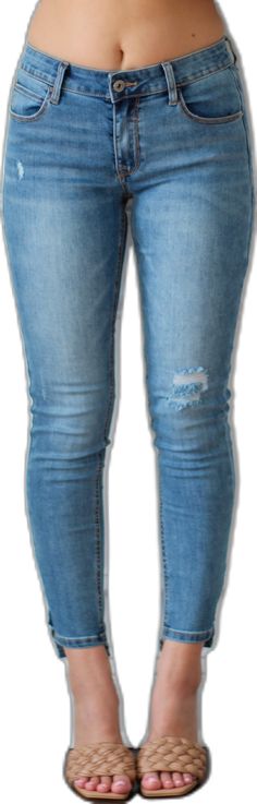 Stretch Medium Wash Jeggings With Frayed Hem, Trendy Stretch Distressed Cropped Jeans, Stretch Distressed Cropped Jeans In Dark Wash, Trendy Stretch Cutoff Jeans, Trendy Denim Jeggings With Frayed Hem, Casual Straight Leg Jeggings With Frayed Hem, Casual Stretch Cropped Distressed Jeans, Casual Stretch Distressed Cropped Jeans, Trendy Stretch Jeggings With Frayed Hem