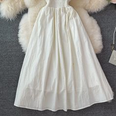 Sweet A line short dress fashion dress Material: blended Color: white Size(cm): S, M, L S length 108 bust 100 waist 56-94 M length 109 bust 104 waist 60-98 L length 110 bust 108 waist 64-102 Feminine White A-line Dress, Elegant Solid A-line Sundress, White A-line Sundress For Party, Elegant Beige Dress With Flared Skirt, White Solid Color Party Skirt, Summer Dresses With Full Skirt In Solid Color, Elegant Spring Dress With Flared Skirt, Summer Dresses With Full Skirt And Solid Color, Summer Fit And Flare A-line Skirt