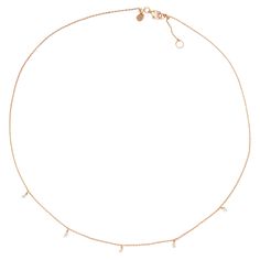 Necklace in rose gold 18K round cut diamonds 0.45 carat, estimated G color and Si1 clarity. Total gross weight: 2.65 grams. Lenght: 43.00 centimeters up to 45.50 centimeters 14k Rose Gold Diamond Necklace With Delicate Chain, Rose Gold Diamond Necklace With Delicate 14k Gold Chain, Rose Gold 14k Diamond Necklace With Single Cut Diamonds, Rose Gold Diamond Necklace With Single Cut Diamonds, Rose Gold 14k Single Diamond Necklace, Fine Jewelry Rose Gold Diamond Necklace With Delicate Chain, Fine Jewelry Rose Gold Necklaces With Single Cut Diamonds, Rose Gold Necklace With Single Cut Diamonds, Fine Jewelry Rose Gold Diamond Necklace With Brilliant Cut