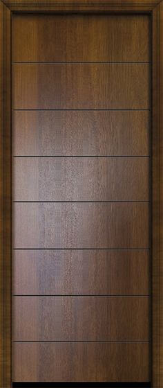 a wooden door with horizontal blinds on the side