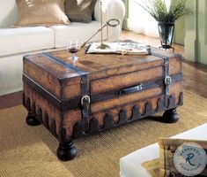 an old trunk coffee table in the living room