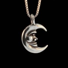 Moon Necklace Silver Moon Charm Medium Moon Pendant Moon Jewelry Silver Moon Celestial Necklace Spac Silver Moon Jewelry With Sun And Moon Design, Spiritual Moon Shaped Silver Jewelry, Spiritual Moon-shaped Silver Jewelry, Spiritual Silver Moon Jewelry, Celestial Silver Half Moon Jewelry, Silver Moon Shaped Symbolic Jewelry, Celestial Silver Crescent Jewelry, Silver Crescent Spiritual Jewelry, Symbolic Silver Moon-shaped Jewelry