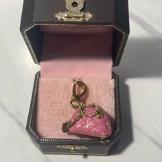 Authentic Juicy Couture Charm In Original Box Never Used Designer Pink Bags As Gift, Designer Pink Bags For Gifts, Designer Pink Bag For Gift, Designer Pink Bags Suitable For Gifts, Luxury Pink Bags For Gifts, Luxury Pink Bags As Gifts, Designer Pink Bags, Luxury Pink Bag For Valentine's Day, Small Pink Elegant Bag