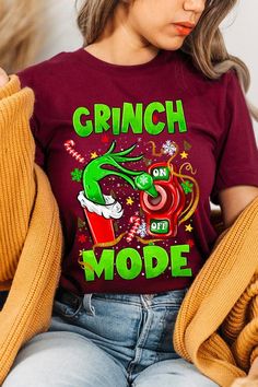 GRINCH MODE 100%COTTON HEATHER(52%COTTON,48%POLY) ATH.HEATHER,BLACK HEATHER(90%COTTON,10%POLY) Imported Size Measurement (inch): S: 36.0 (Bust), 18.0 (Waist), 18.0 (Hips), 28.0 (Length) M: 40.0 (Bust), 20.0 (Waist), 20.0 (Hips), 29.0 (Length) L: 44.0 (Bust), 22.0 (Waist), 22.0 (Hips), 30.0 (Length) XL: 48.0 (Bust), 24.0 (Waist), 24.0 (Hips), 31.0 (Length) Casual Green Holiday Tops, Casual Green Top For Holiday, Casual T-shirt For Fall Holiday, Casual Fall Holiday T-shirt, Casual Green T-shirt For Winter, Jumper Denim, Patriotic Tees, Denim Short Dresses, Plus Swimwear