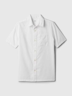 Kids Linen-Cotton Shirt | Gap Cotton Camp Shirt With Placket For Summer, Summer Cotton Camp Shirt With Placket, Gap Linen Summer Shirt, White Summer Camp Shirt With Pockets, Summer White Camp Shirt With Pockets, Gap Linen Shirt For Spring, Gap Linen Button-up Shirt, Gap Linen Spring Shirt, Gap Linen Shirt With Relaxed Fit