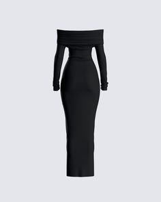 Snatch their soul in this black, long-sleeve maxi dress made from a stretch fabric and complete with a folded off-the-shoulder overlay 😈 Show a little class, while still making it clear you're not for the faint of heart 🖤 Black Of Shoulder Dress, Cheap Trendy Off-shoulder Dress, Cheap Elegant Off-shoulder Dress, Cheap Stretch Off-shoulder Dress, Off Shoulder Trumpet Dress, Classy Dress Off The Shoulder, Long Sleeve Dresses Tight, Maxi Dress Off Shoulder, Off The Shoulder Fall Dress