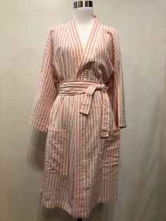 Pink robe is shorter than gray striped ones! %100 premium organic Turkish cotton peshtemal women's lightweight kimono bathrobe. it's very soft, harmless and comfy. It's totally made of natural organic cotton. You will love the feeling that this robe gives you on your body. its super lightweight and super soft like silk Same day shipping from Mclean/Virginia with USPS Priority 1-3 days Mail. Gift box and note card (with the description of your products) are available per your request. Warm/Cold w Striped Long Sleeve Robe For Loungewear, Relaxed Fit Robe For Home Use In Spring, Spring Cotton Wrap Sleepwear, Cotton Wrap Sleepwear For Spring, Spring Cotton Robe For Relaxation, Pink Cotton Sleep Robe, Spring Relaxation Cotton Robe, Pink Cotton Robe For Daywear, Long Sleeve Cotton Robe For Hospital