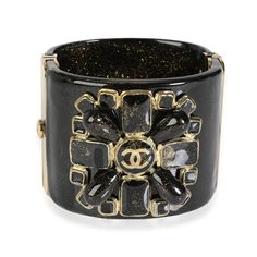 Chanel Cc Gripoix Cuff Bracelet With Embellished Resin Base Metal / Cuff Chanel Chanel Jewelry, Chanel Bags, Base Metal, Resin Jewelry, Chanel Bag, Cuff Bracelet, Cuff Bracelets, Second Hand, Chanel