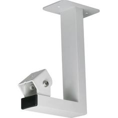 a white wall mounted bracket with two black square brackets on each side and one rectangular mounting