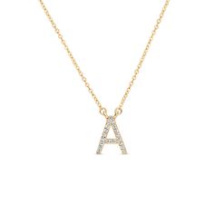 Suzy Levian 14K Yellow Gold .10ctw Diamond Letter Initial Necklace Suzy Levian believes that, together, we can inspire the world to appreciate the diamonds in ourselves. That notion inspires this initial necklace, a modern statement piece featuring a block letter drop that shines with hand-set diamonds. Perfect for letting someone special know that you're thinking of them. And a sweet gift to give yourself, too.         Approx. 18"L x 0.19"W     Stamped 14K yellow gold; polished finish      Cabl 14k Gold Pave Setting Necklace For Anniversary, 14k Gold Pave Setting Necklaces For Anniversary, 14k Gold Necklaces With Pave Setting For Anniversary, Timeless Diamond Necklace With Pave Setting As Gift, Diamond Initial Pendant Necklace As Gift, Classic Diamond Initial Necklace For Anniversary, Dainty Diamond Birthstone Necklace For Anniversary, Dazzling 14k Gold Diamond Necklace With Pavé Setting, Dazzling 14k Gold Diamond Necklace For Anniversary