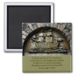 an image of a plaque with a ship in the middle and words on it that say,