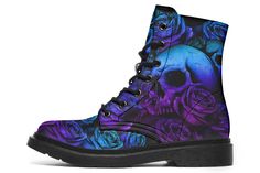 Colorful Tattoo Skull - Raad Shop Colorful Tattoo, Printed Boots, Tattoo Skull, Emo Outfits, Boot Print, Skull Shirts, Black Boots Women, Men's Boots, Color Tattoo