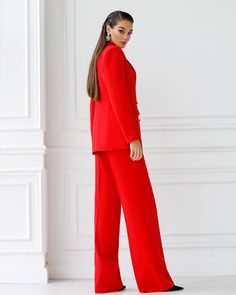 Double Breasted Suit 3-Piece – One Million Baby Elegant Red Full-length Dress Pants, Formal Red Wide Leg Dress Pants, Red Wide-leg Dress Pants For Formal Occasions, Fitted Red Dress Pants For Business Casual, Red Full Length Formal Dress Pants, Red Wide Leg Dress Pants For Formal Occasions, Red Fitted Dress Pants For Business Casual, Elegant Fitted Red Dress Pants, Chic Red Semi-formal Suit