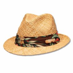 The Saint Martin Tropical Straw Fedora is the quintessential resort hat. Made of 100% Straw and featuring a 2" snap brim, this hat screams "beach hat". Incredibly lightweight and ultra breathable, it still provides the necessary sun protection to keep the wearer safe in all of their adventures. The Tropical print hat band is the finishing touch on this stylish and practical Straw Fedora.CrownTeardrop4.5" Front5.5" BackBrim2"Snapbrim FeaturesMade of 100% StrawTropical Print HatbandCotton Sweat Ba Summer Travel Sun Hat Made Of Toquilla Straw, Classic Adjustable Summer Hat, Beach Season Fedora Panama Hat With Uv Protection, Fedora Panama Hat With Uv Protection For Beach Season, Short Brim Panama Hat For Beach Vacation, Vacation Fedora With Short Brim And Lightweight, Vacation Lightweight Fedora With Short Brim, Casual Fedora Panama Hat For Warm Weather, Lightweight Short Brim Fedora For Vacation