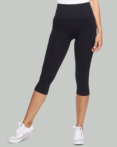 Why you’ll love it: Slim your silhouette with these shaping capri leggings in a smooth fabric with piping for just the right amount of polish. Details 360° shaping gives you a sleek silhouette from waist to calf. Hourglass-shaped 2-ply waistband curves down in front to hold in your tummy and curves up in the back to boost your bottom. Subtle piping at calf. 17" inseam. No side seams for more comfort. To help prevent rolling, we recommend going 1 size up. 93% nylon, 7% spandex. Machine wash cold. Fitted Knee-length Sporty Activewear, Sporty Fitted Knee-length Activewear, High Stretch Gym Capris, Stretch Elastane Short Leg Activewear, Stretch Elastane Activewear With Short Legs, Stretch Elastane Activewear Shorts, High Stretch Capri Leggings For Sports, Stretch Capri Length Capris For Gym, Fitted Gym Activewear Capri Length