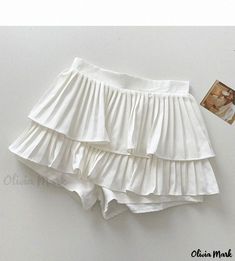 Olivia Mark - Chic High-Waisted Pleated Cake Skirt with a Fashionable Design Midi Skirts Style, Cake Skirt, High Waisted Pleated Skirt, Irregular Hem, Skirt Type, Types Of Skirts, High Waisted Denim, Pleated Skirt, Denim Skirt