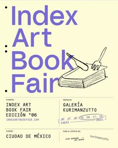 an advertisement for the art book fair in mexico, with handwritten text on it