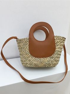 Casual Hobo Bag With Detachable Handle In Natural Color, Casual Natural Hobo Bag With Detachable Handle, Casual Brown Satchel For Vacation, Trendy Hobo Bag With Detachable Handle For Vacation, Casual Double Handle Shoulder Bag For Spring, Casual Beach Satchel With Detachable Handle, Casual Top Handle Satchel For Vacation, Spring Vacation Casual Satchel, Casual Spring Vacation Satchel