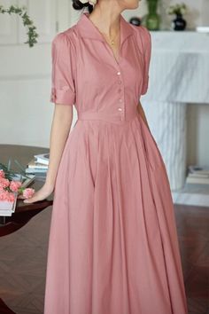 Midi summer shirt dress with pockets women 4845 – XiaoLizi Midi Full Dress, Lavender Shirt Dress, Summer Clothes Vintage, Shirt Frocks For Women, Summer Dresses Modest Casual, Modest Feminine Dresses, Classic Solid Color Midi Shirt Dress, Classic Short Sleeve Belted Midi Dress, Classic Solid Midi Shirt Dress