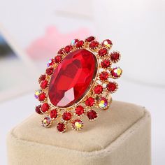 Large Gemstone Zircon Ring Women's Wedding Flower Jewelry Large Wedding Rings, Ring Bride, Wedding Flower Jewelry, Queen Rings, Large Wedding, Large Crystal, Rhinestone Ring, Crystal Ab, Zircon Ring