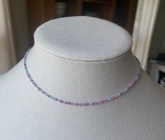 Dainty choker style necklace with pink and aqua seed beads. This is a true choker with a smaller fit, 15 inches around. Perfect for smaller necks or tweens/teens. Pink Summer Choker Jewelry, Seed Bead Choker, Diy Friendship Bracelets Tutorial, Friendship Bracelets Tutorial, Bracelets Tutorial, Diy Friendship Bracelets, Dainty Choker, Choker Style Necklace, Bead Choker