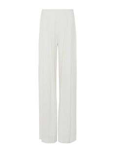 The Nova is your new go-to wide-leg trouser. Sharp front pleats offset the volume with a tailored crispness. The oversized cut creates a beautiful flow and movement. An invisible side zip keeps the silhouette smooth and ultra polished. This classic is the ivory pant you’ll pair with anything and everything. | L'AGENCE Nova Pleated Wide-Leg Pants In Ivory Chic Cream Wide Leg Full-length Pants, Cream Wide-leg Pants With Pressed Crease, Non-stretch Cream Wide Leg Bottoms, Luxury White High-waisted Wide Leg Pants, Cream Wide Leg Non-stretch Bottoms, Side Zip, Leg Pants, Wide Leg Pants, Wide Leg