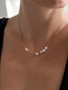 SUAI Mir Pearl Necklace Pearl And Gold Necklace, Delicate Gold Chain, Gold Filled Chain, Gold Chain, Chains Necklace, Gold Chains, Fresh Water, Freshwater Pearls, Gold Filled