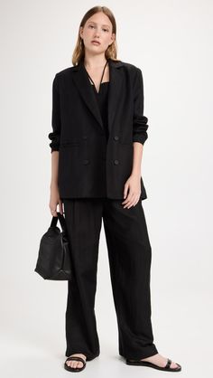 Lioness La Quinta Blazer | Shopbop Linen Blazer With Welt Pockets For Work, Semi-formal Linen Blazer With Buttons, Linen Blazer With Notch Lapel For Work, Elegant Linen Fall Suits, Elegant Linen Suits For Fall, Spring Linen Suit With Button Closure, Chic Linen Business Blazer, Chic Linen Blazer For Business, Chic Linen Business Suits