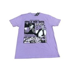 Olivia Rodrigo Spills Her Guts T-Shirt Xl Extra Large Hot Topic Purple Collage New With Tags Purple Graphic Print T-shirt Crew Neck, Graphic Print Purple T-shirt, Graphic Purple T-shirt With Graphic Print, Purple Graphic Tee With Graphic Print, Purple Cotton T-shirt With Letter Print, Purple Graphic Tee Cotton Top, Purple Cotton Graphic Tee, Purple Cotton Top With Screen Print, Trendy Purple Cotton T-shirt