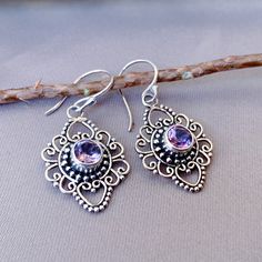 "The purple color to reddish-purple hues of amethyst has long been a symbol of peace, cleansing, and calming energy. The crystals represent purification and connection to spiritual and divine beings. The meaning of amethyst is attached to serenity, understanding, trust, and grace. Made by Balinese silver craftsmen with decades of skillful hands, it becomes a stunning piece of jewelry.  Personalize: if you have a personalize design, please contact me, I can make jewelry according to your design w Purple Sterling Silver Jewelry Gift For Her, Purple Sterling Silver Jewelry As Gift For Her, Purple Birthstone Jewelry Gift, Purple Sterling Silver Gemstone Jewelry, Purple Gemstone Sterling Silver Jewelry, Purple Amethyst Jewelry Gift, Purple Stamped 925 Jewelry For Jewelry Making, Purple 925 Stamped Jewelry For Anniversary, Dainty Purple Sterling Silver Jewelry