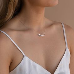 Make your best friend's birthday less ordinary with our Custom Safety Pin Name Necklace. We created a unique twist on the most favorited Name Necklace and turned it into a statement accessory. Personalize it with any names, words, numbers, or inside jokes with special meaning to you 🤍 Material: High Quality Solid 925 Sterling Silver Finish: Sterling Silver ∙ 18K Gold ∙ Rose Gold Dimensions: Depending on your font choice, name height sizes range from 3mm to 5mm lowercase If a font is not given, Best Friend's Birthday, Paper Clip Necklace, Gold Models, A Font, Best Friend Birthday, Trombone, Inside Jokes, Necklace Personalized, Rose Gold Necklace