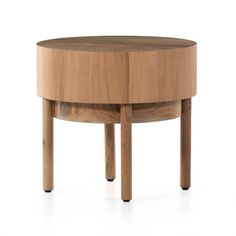 Four Hands FURNITURE - Atmore End Table Drum Side Table, Modern Accent Tables, Mcgee & Co, Geometric Motifs, Side And End Tables, Modern Side Table, Kiln Dried Wood, Four Hands, Pottery Barn Teen