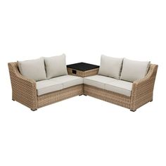 an outdoor sectional sofa set with cushions