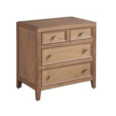 a wooden dresser with three drawers on one side and an open drawer on the other