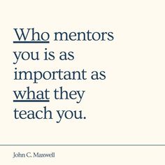 a quote that says who mentors you is as important as what they teach you