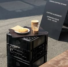 there is a coffee and dessert cart on the street