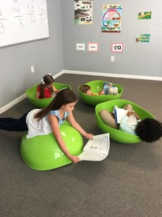 Green Rocking Turtle ShellBenefits:  Students have a safe space in the classroom to work independently or self regulate.strengthening core musclesimproves motor coordinationImproves focusFoundations of Learning skill(s):Bal... Infant Room Daycare Layout, Daycare Layout, Infant Room Daycare, Self Regulate, Reading Corner Classroom, Sensory Classroom, Turtle Shells, Homework Room, Motor Coordination