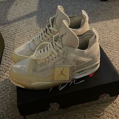 Size 13 Women Good Condition Comes With Box Jordan 4 Off White, Shoes Jordan, Off White Color, Jordan Shoes, Mens Shoes Sneakers, Size 13, White Color, Men's Shoes, Jordan